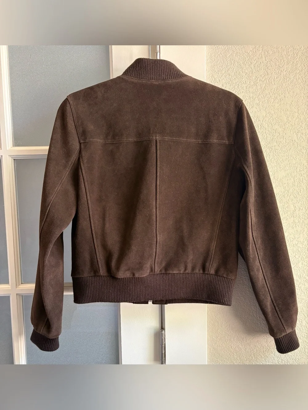 Tory Burch - Women’s Sude & Rib Knit Bomber Jacket - Chocolate Brown -Size Small